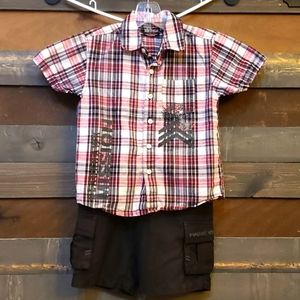 🦖Hawk Shorts and Short Button Up Top🦖